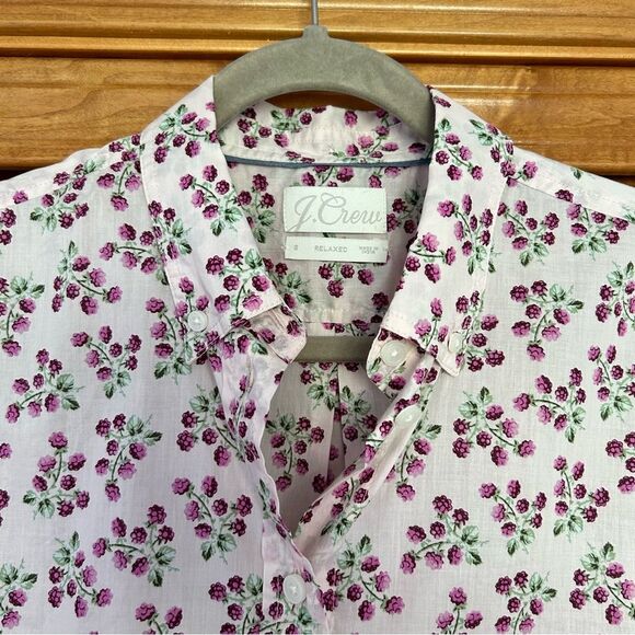 J. Crew Relaxed-fit Lightweight Cotton Poplin Shirt in Whisper Peach Berry Sze 6 - Picture 6 of 12